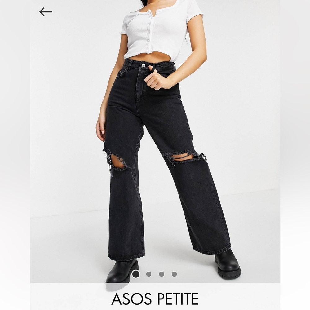 ASOS Design Petite High Rise Relaxed Dad Jeans with Rips